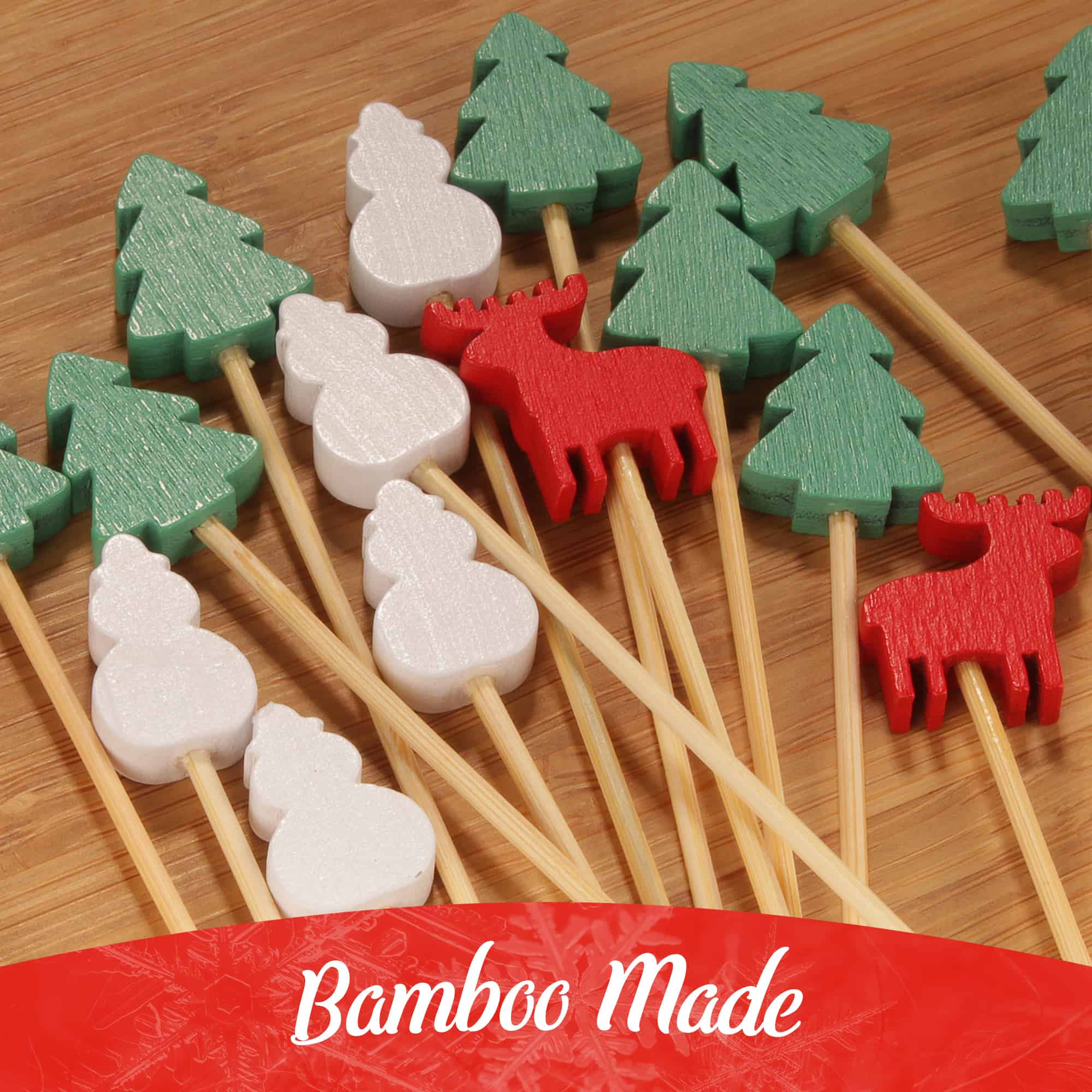 christmas picks reindeer pinetree snowman close