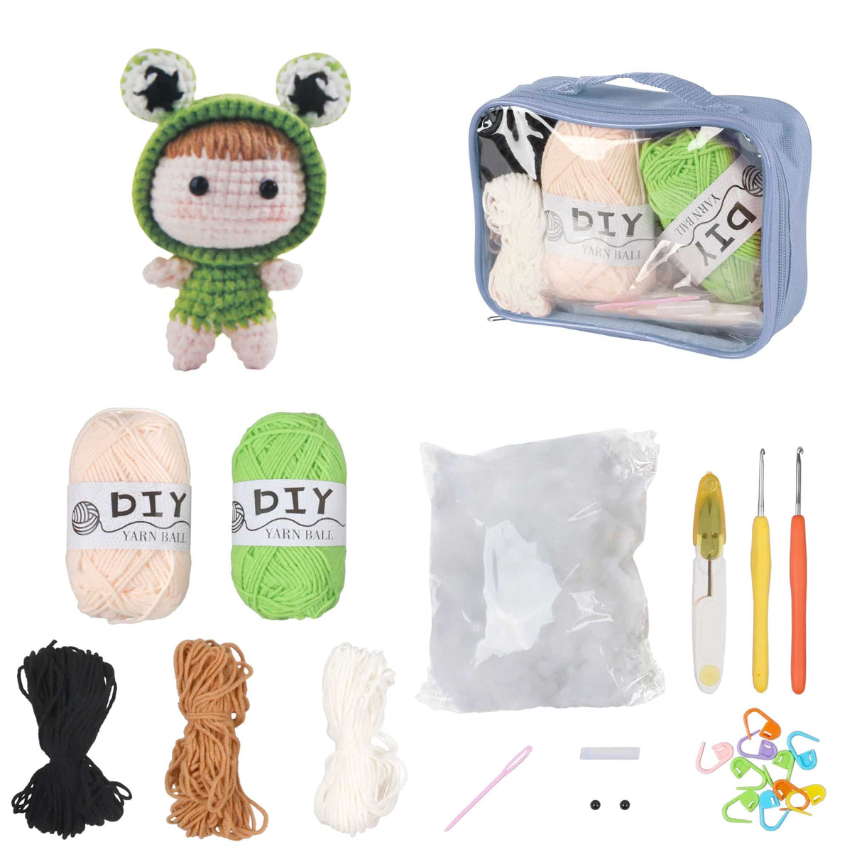 JubileeYarn Frosch the Frog Doll Kawaii Chibis Crochet Kit