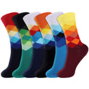 6 pairs of colorful bamboo diamond crew socks
