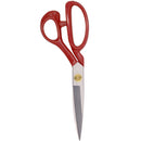 red grooved fabric scissors