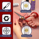 red grooved fabric scissors