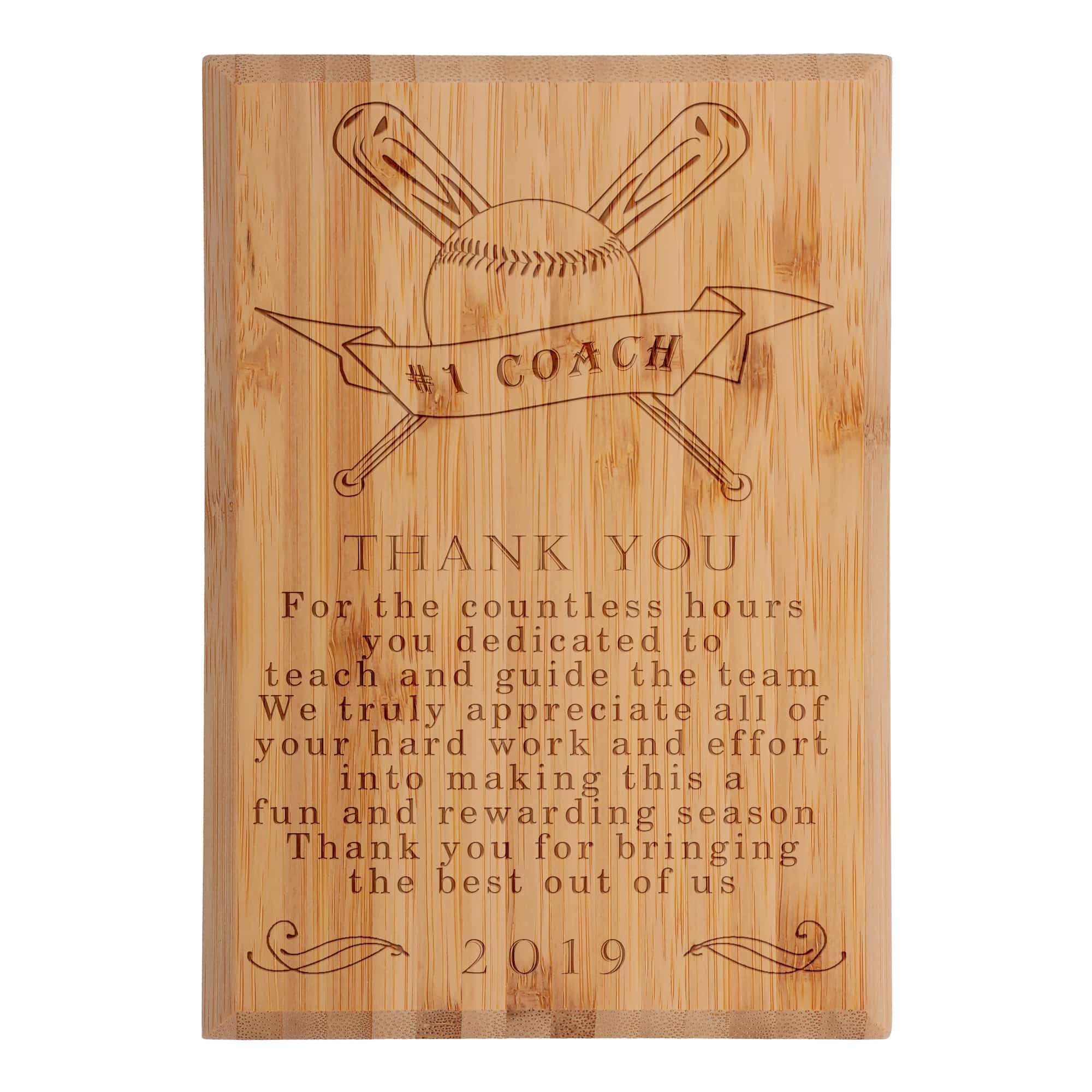 Coach Thank You Custom Engraved Bamboo Plaque
