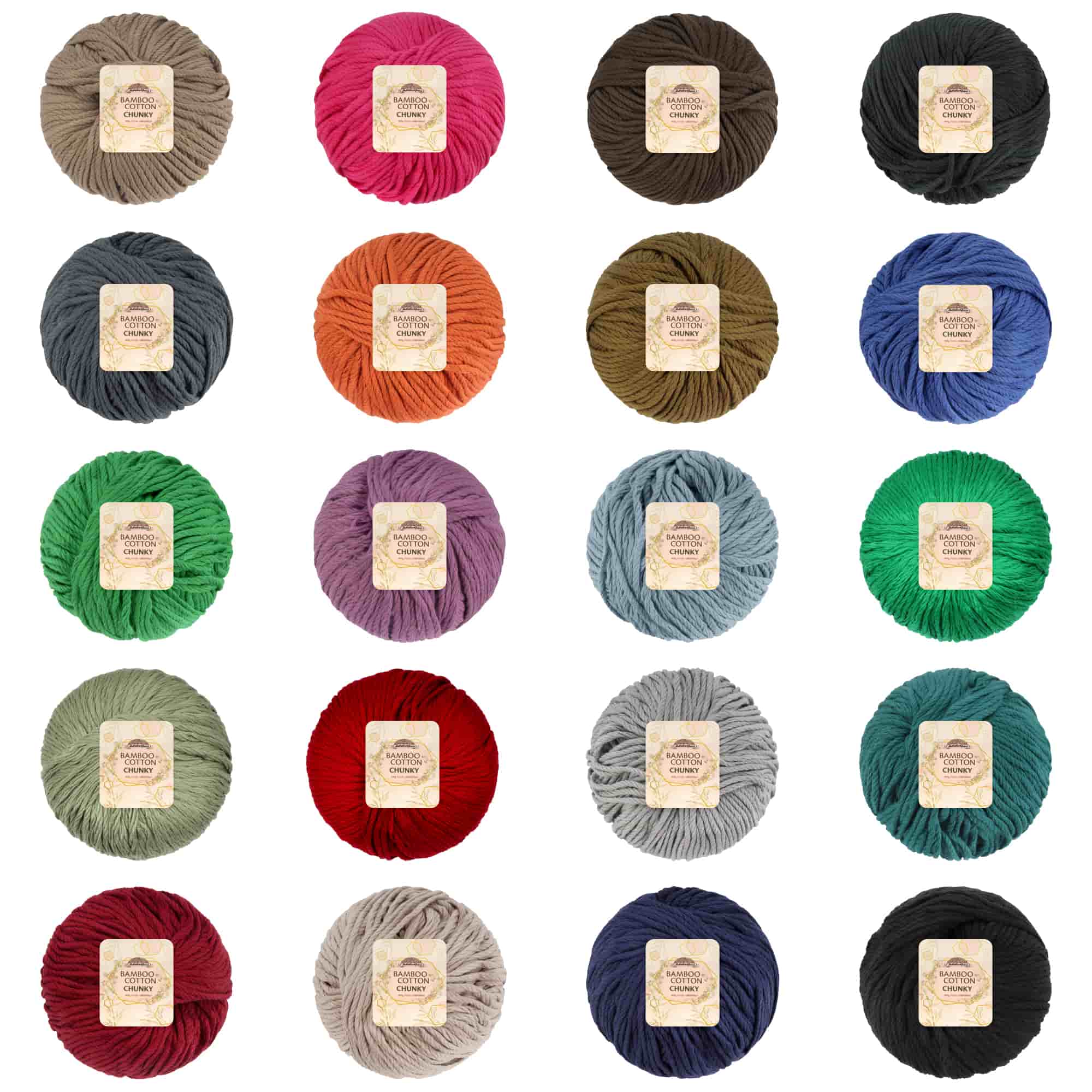 Bamboo Cotton Chunky Yarn: 4 Ball Packs
