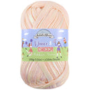 chunky polyester ribbon yarn skein, soft shiny off white strands