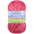 chunky ribbon yarn skein, glossy strands, dark pink