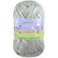 polyester ribbon yarn skein, soft chunky strands, iridescent light green