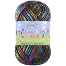 multicolor ribbon yarn skein, chunky strands, purple blue green gold