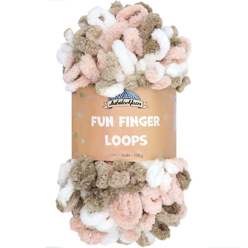 JubileeYarn Fun Finger Sparkle Loops Yarn - Polyester Jumbo Loop Yarn -  100g/Skein - Rose Dawn - 2 Skeins