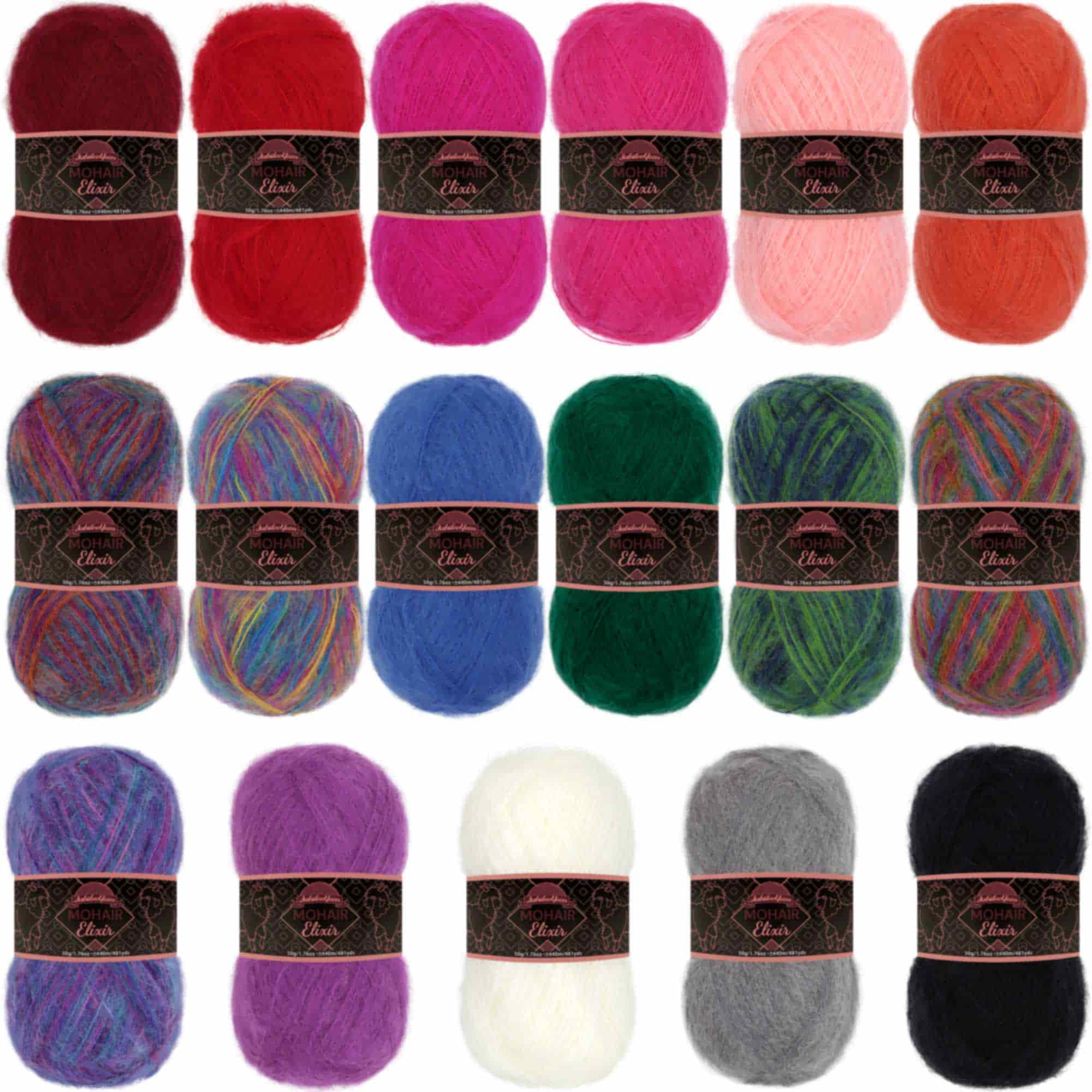 High-quality mohair yarn skeins available in a variety of shades for all your crafting needs