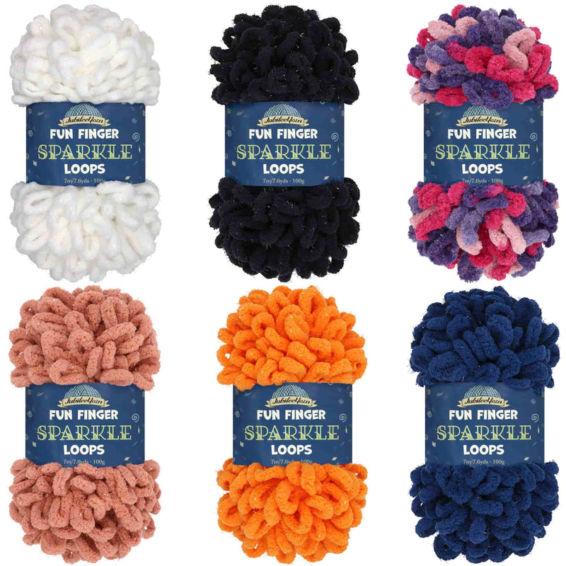 finger yarn sparkle loop skeins