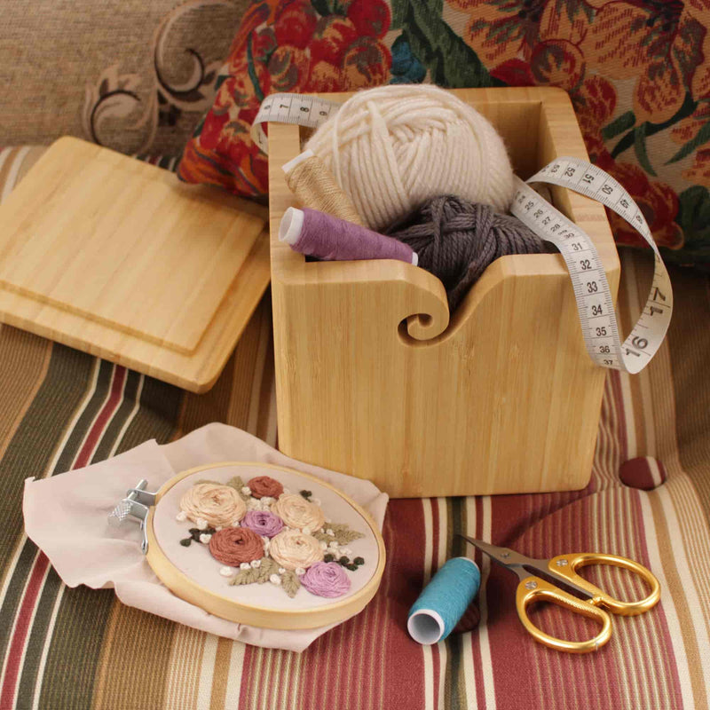 Bamboo Yarn Box & Embroidery Scissor Combo