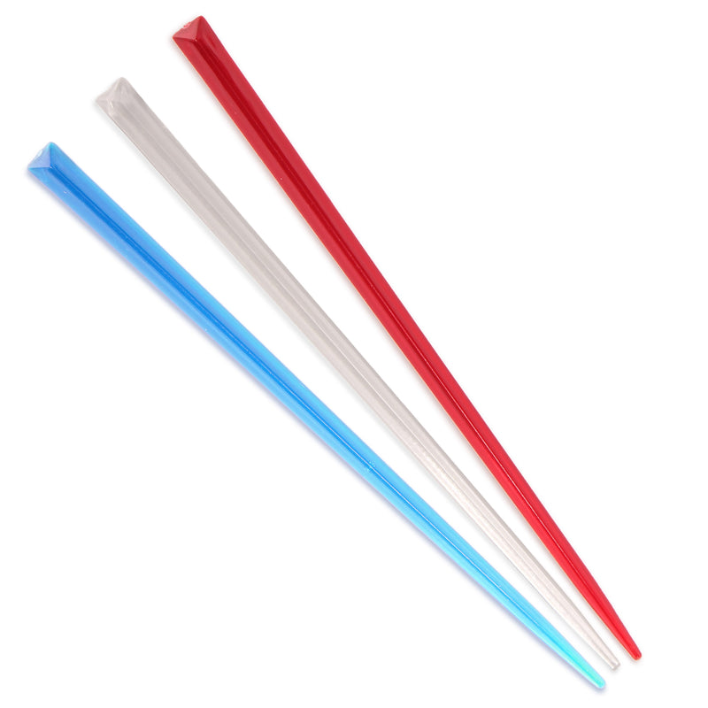 3.5" red blue clear prism plastic skewer picks on white