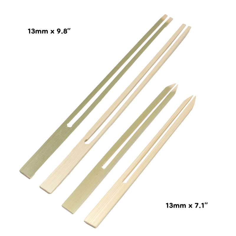 bamboo double prong fondue bbq food appetizer skewers 13mm 9.8" 7.1"