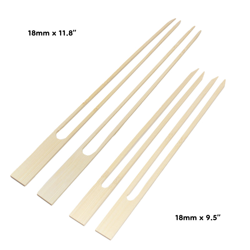 bamboo double prong fondue bbq food appetizer skewers 18mm 9.5" 11.8"