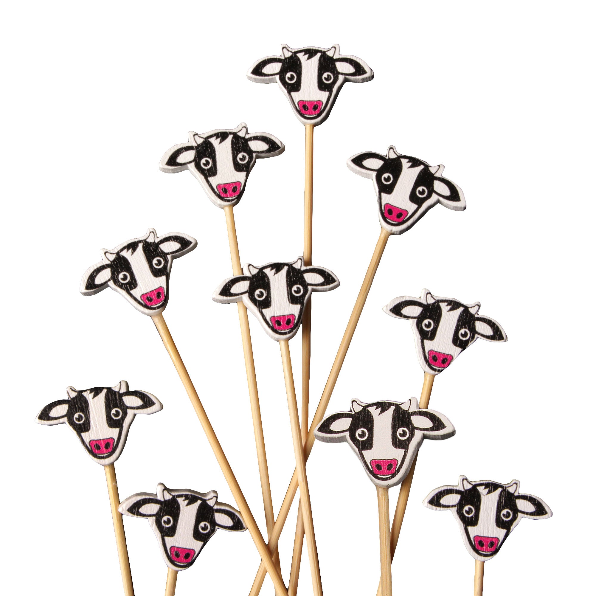 Cow Bamboo Food Picks