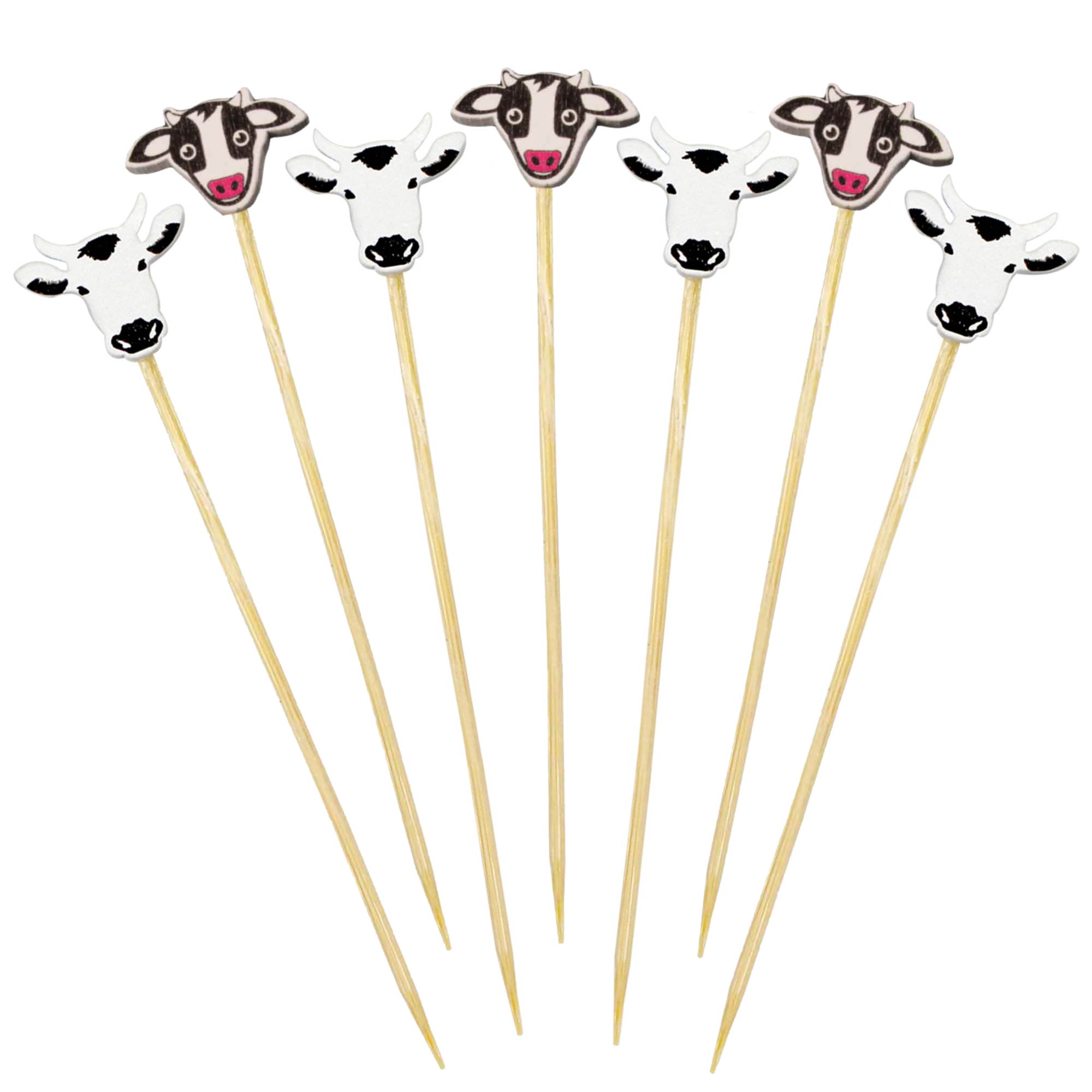 Cow Bamboo Food Picks