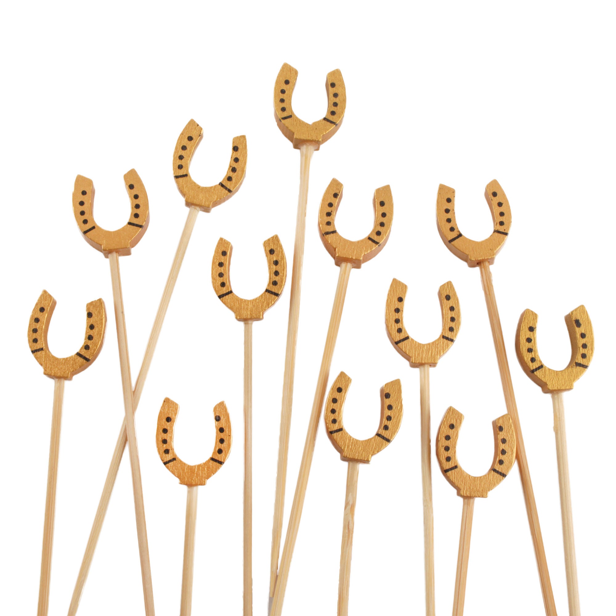 Lucky Golden Horseshoe Bamboo Food Picks