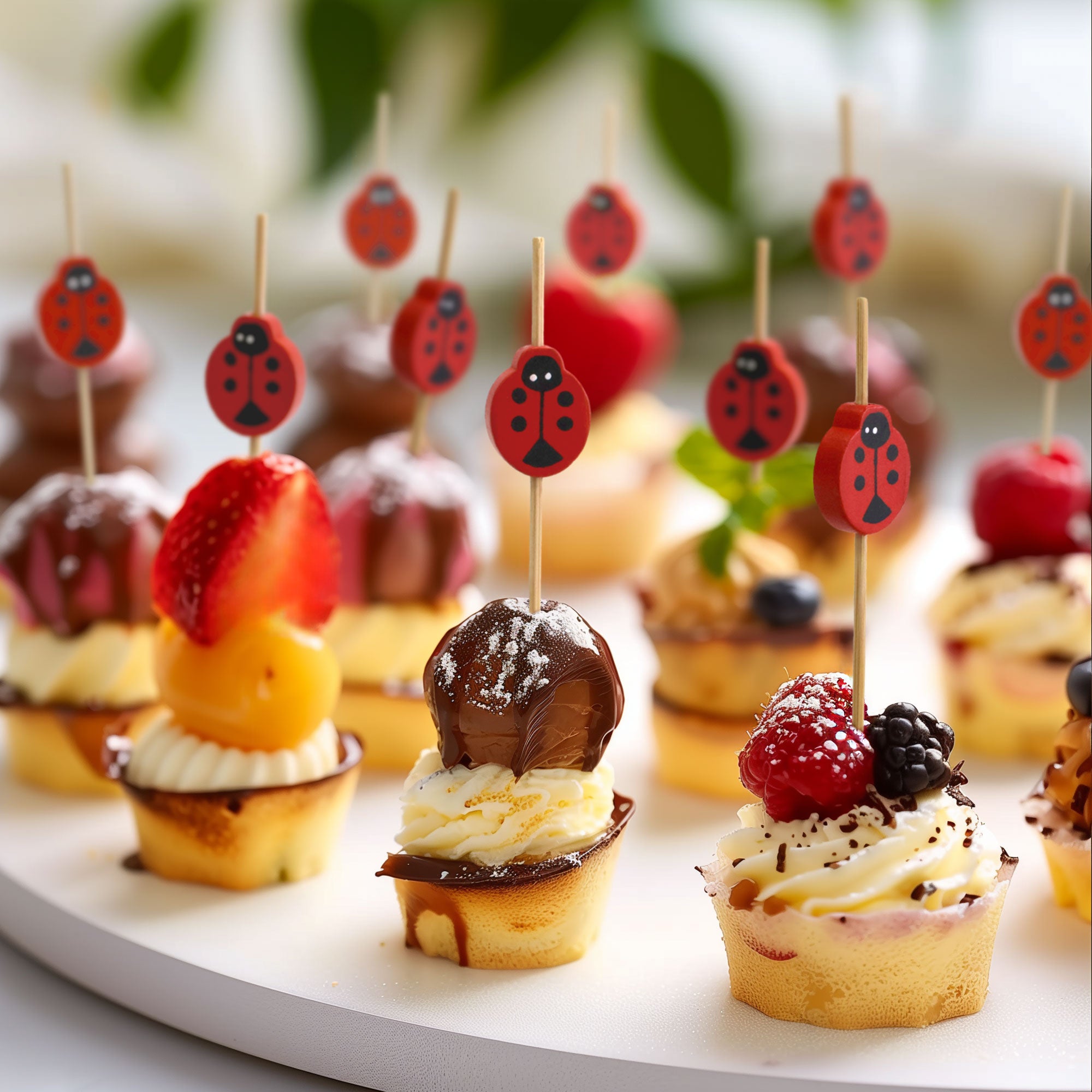 Lady Bug Bamboo Food Picks