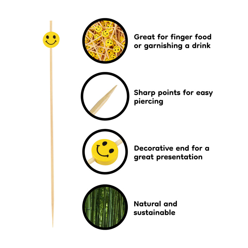 Smiley Face Bamboo Food Picks