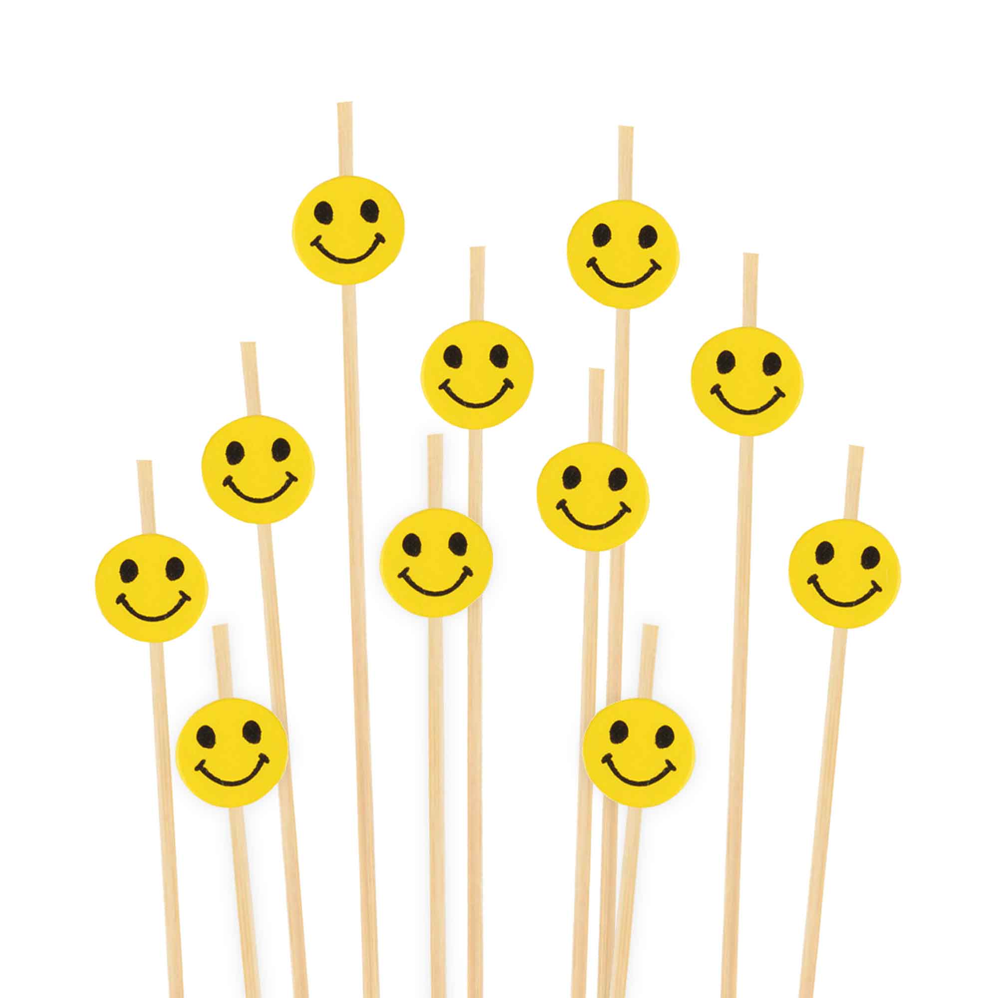 Decorative Smiley Face Bamboo Picks Skewers - 2 Lengths