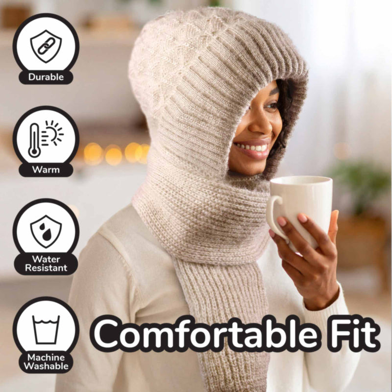 frosted bloom hooded scarf with fleece-lined hood comfortable fit