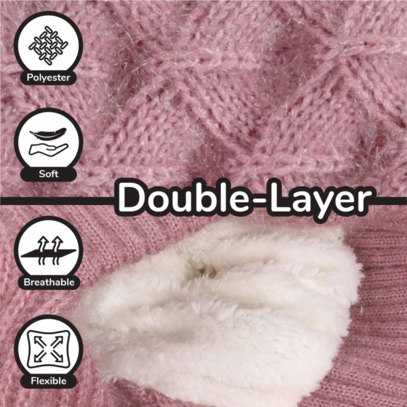 frosted bloom hooded scarf with fleece-lined hood double layer