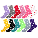 Women's Fuzzy Polka Dots Socks: 12 Pairs