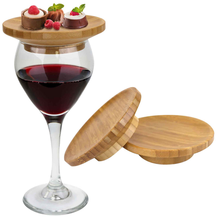 bamboomn Wine Glass Topper Appetizer Plate