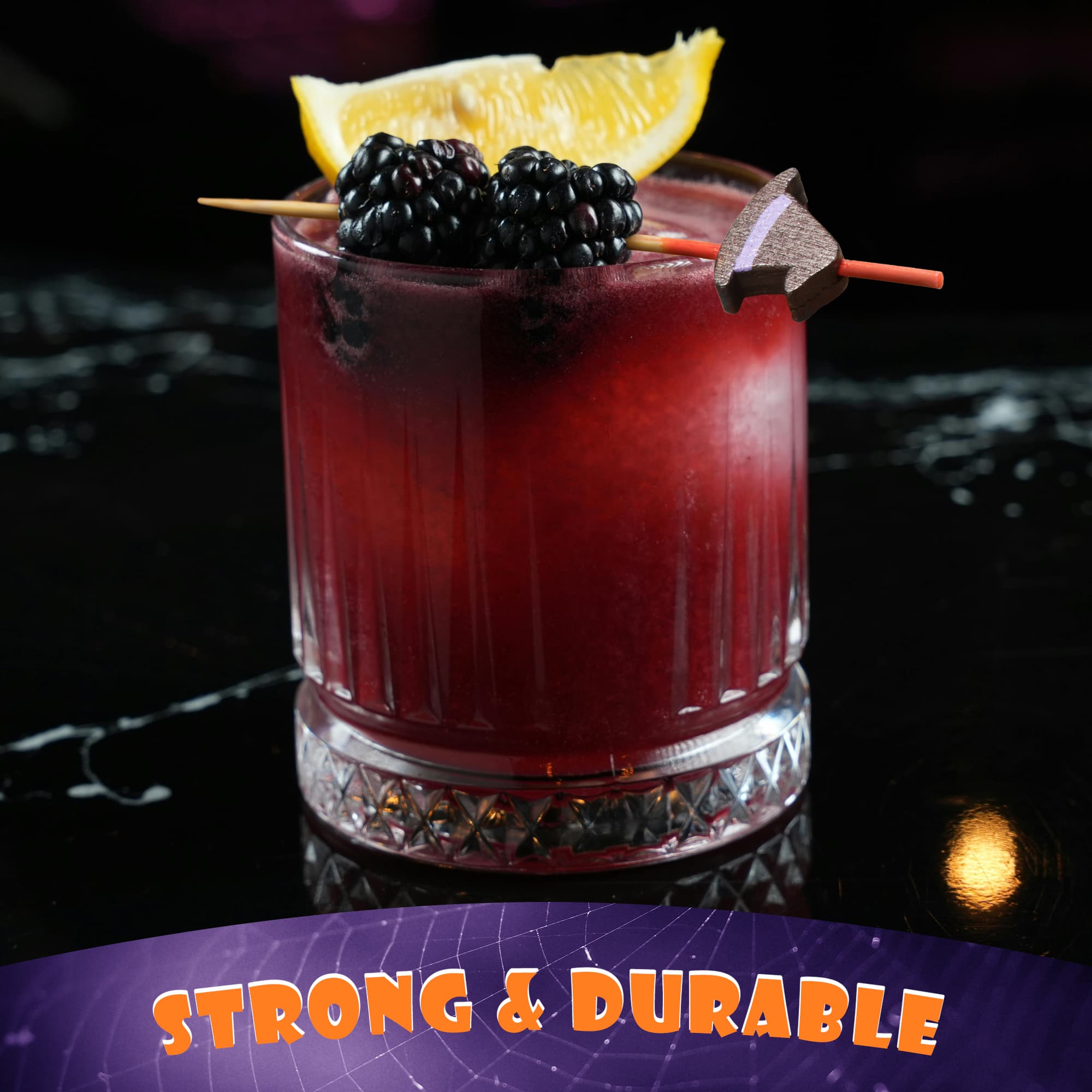 halloween holiday full ghost witch hat pumpkin bat bamboo food drink appetizer dessert blackberry garnish lemon shot