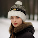 Women's Classic Winter Fleeced Pom Pom Hat and Mittens Set