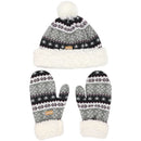 Women's Classic Winter Fleeced Pom Pom Hat and Mittens Set