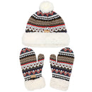Women's Classic Winter Fleeced Pom Pom Hat and Mittens Set