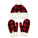 Women's Classic Winter Fleeced Pom Pom Hat and Mittens Set