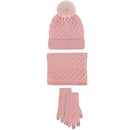 Unisex Winter Pom Pom Hat, Infinity Scarf and Glove Set