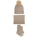 Unisex Winter Pom Pom Hat, Infinity Scarf and Glove Set
