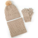 Unisex Winter Pom Pom Hat, Infinity Scarf and Glove Set