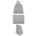 Unisex Winter Pom Pom Beanie Hat, Infinity Scarf and Glove Set