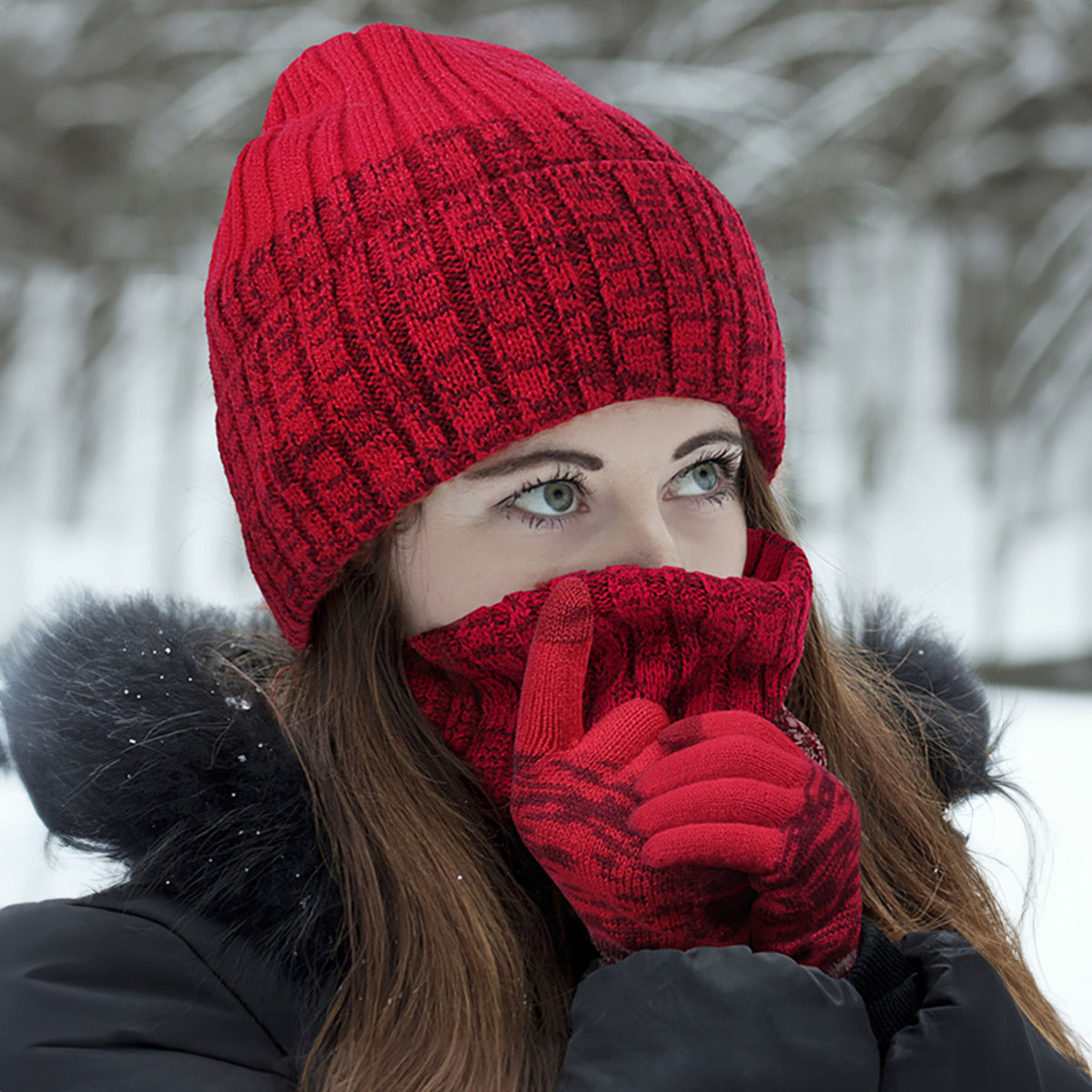 ●typeservice● Pocket Muffler Beanie Red NATA17RDF Men Fashion Knitted Hat Beanie Skullcap Sailor Cap Cuff