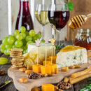 holiday angel picks skewers food drink gold silver garnish charcuterie cheese crackers red wine honey bamboo nuts walnuts