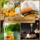 holiday angel picks skewers gold silver dessert chocolate cupcake fudge frosting sandwich burger chicken tea garnish charcuterie cheese food drink for many occasions