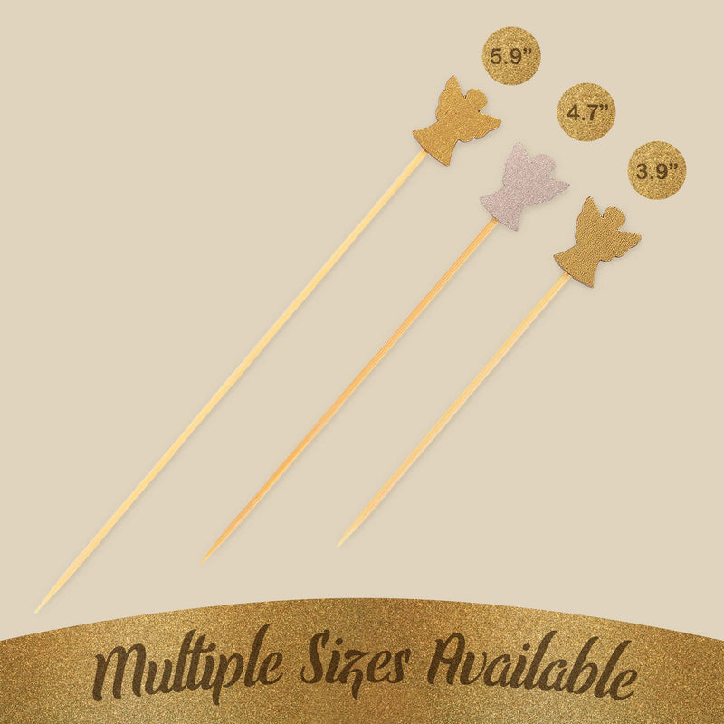 holiday angel picks skewers food drink gold silver measurement sizes 3.9" 4.7" 5.9" inches multiple available