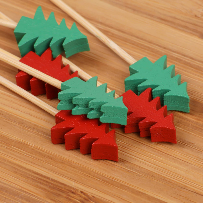 Bamboo food drink skewer picks swizzles stir sticks for holidays christmas hanukkah winter events catered parties red green forest evergreen pine trees toppers