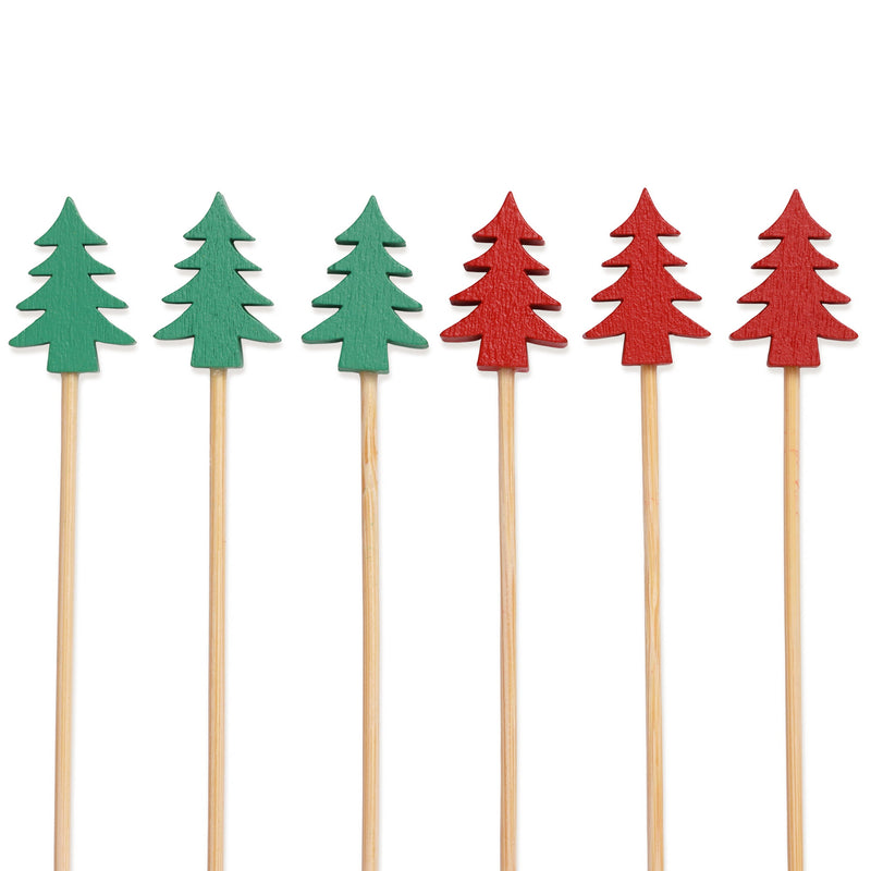 Bamboo food drink skewer picks swizzles stir sticks for holidays christmas hanukkah winter events catered parties red green forest evergreen pine trees