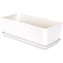 Small White Rectangular Succulent Plant Pot