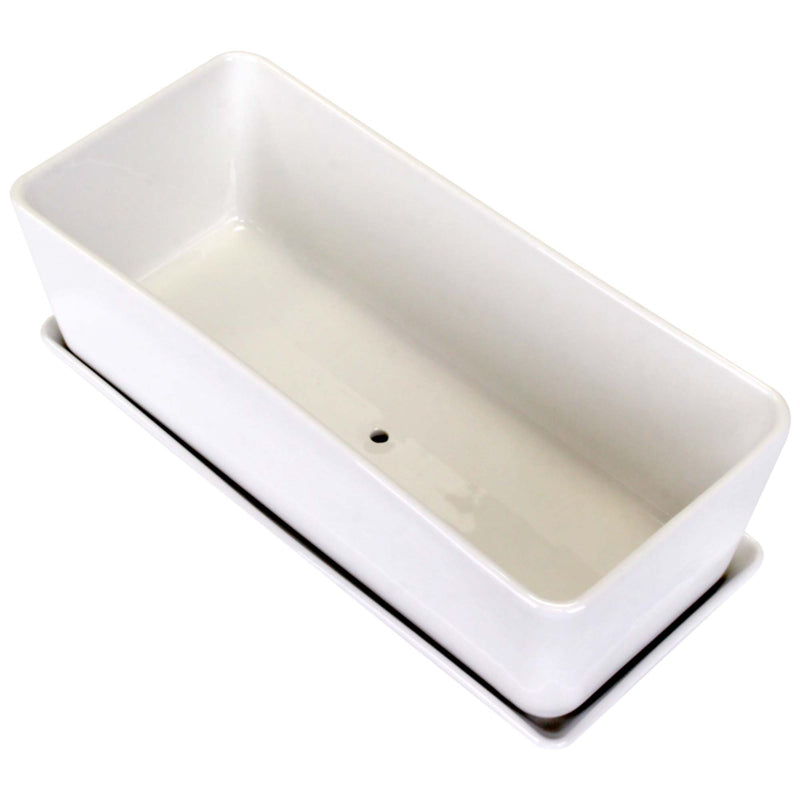 rectangular white planter succulent Small White Rectangular Succulent Plant Pot