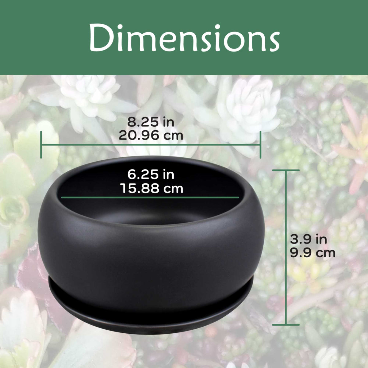 black ceramic flower pot Ceramic Black Round Plant Bowl Pot