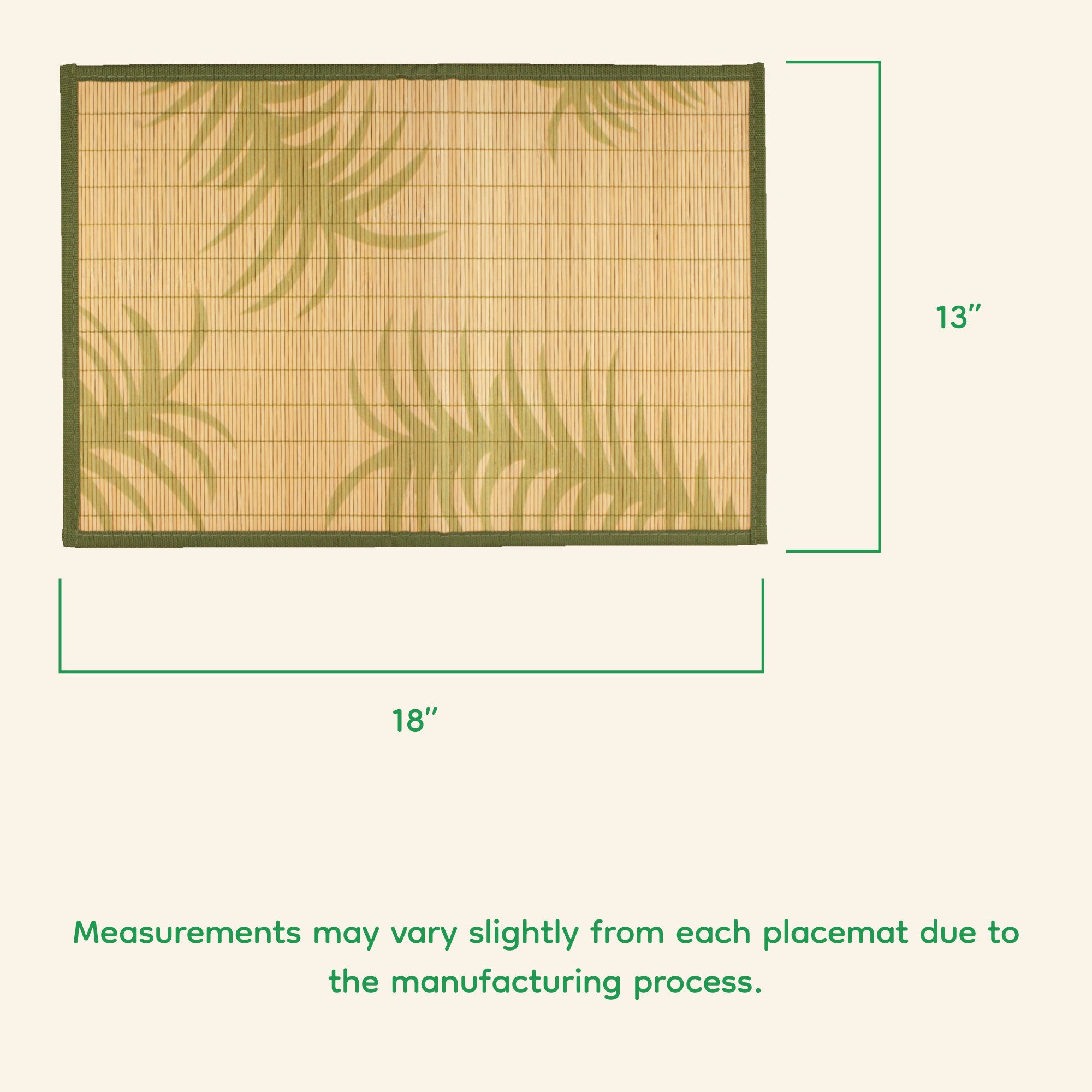 Bamboo Patterned Placemats with Fabric Border and Matching Coasters