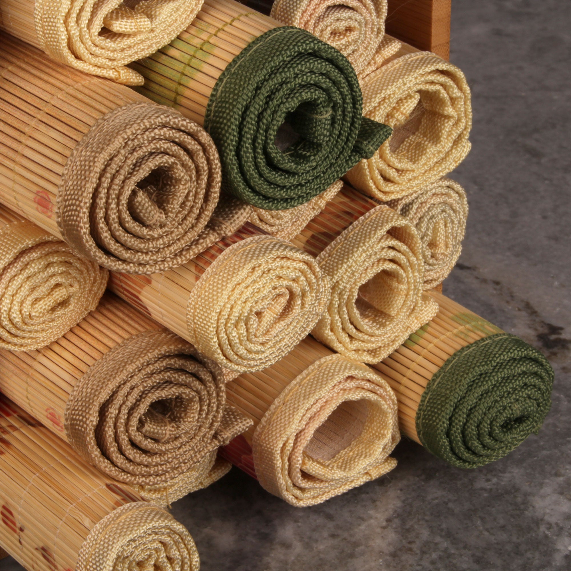 Bamboo Patterned Placemats with Fabric Border and Matching Coasters