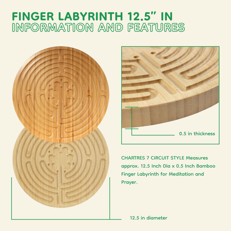 Bamboo Finger Labyrinth - 12.5" - 7 Circuit Chartres Style