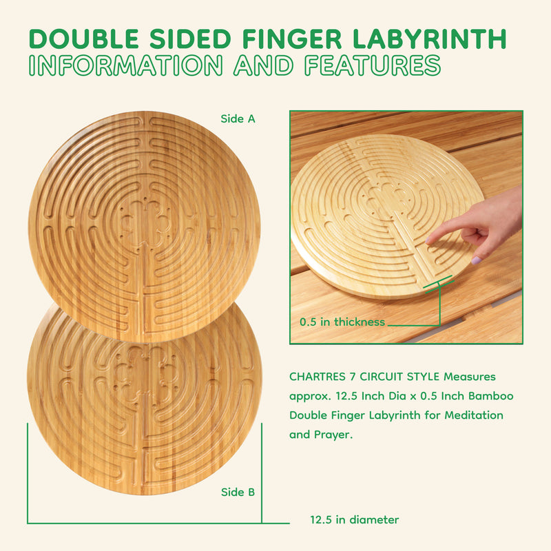 Bamboo Finger Labyrinth - 12.5" - 7 and 11 Circuit Cretan and Chartres Style